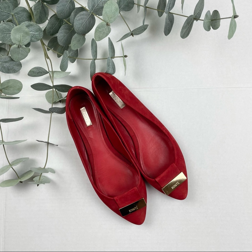 SCHUTZ Red Pointed Flats